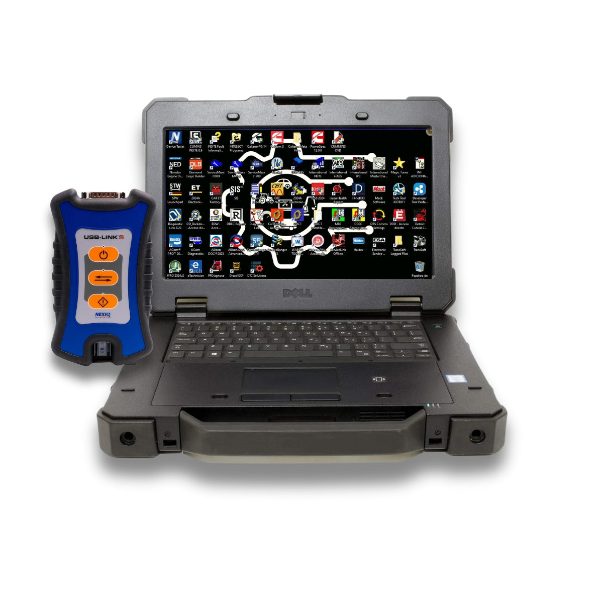 Dell 7414 Rugged Laptop Kit + Original NEXIQ USB Link 3 with Diesel Software (Refurbished)